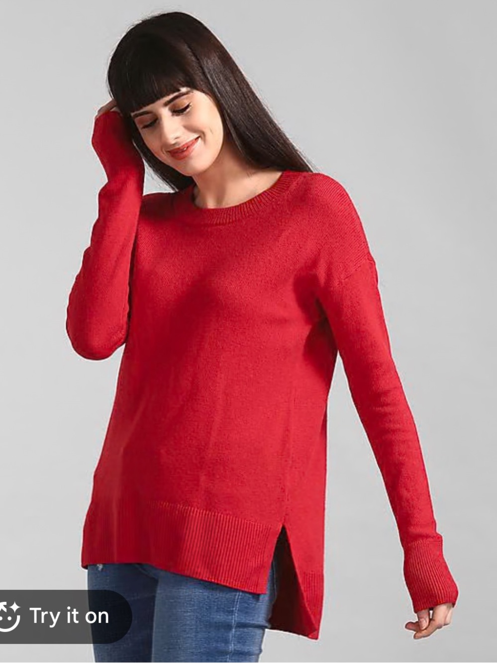 NWT GAP Women’s Bright Red Crewneck Knit Tunic Sweater Medium